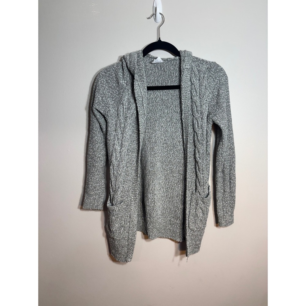 Abercrombie Kids Girls Gray Cable Knit Hooded Cardigan‎ Sweater 13 14